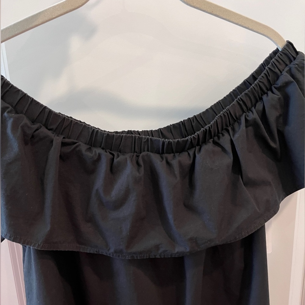 Off-The-Shoulder Ruffle Top Black Boho Size Large - Picture 7 of 11
